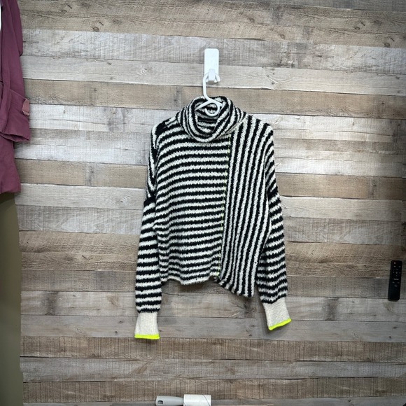 Pilcro Sweaters - Pilcro Anthropologie Striped Cowl Neck Illusion Stripe Sweater Black White L